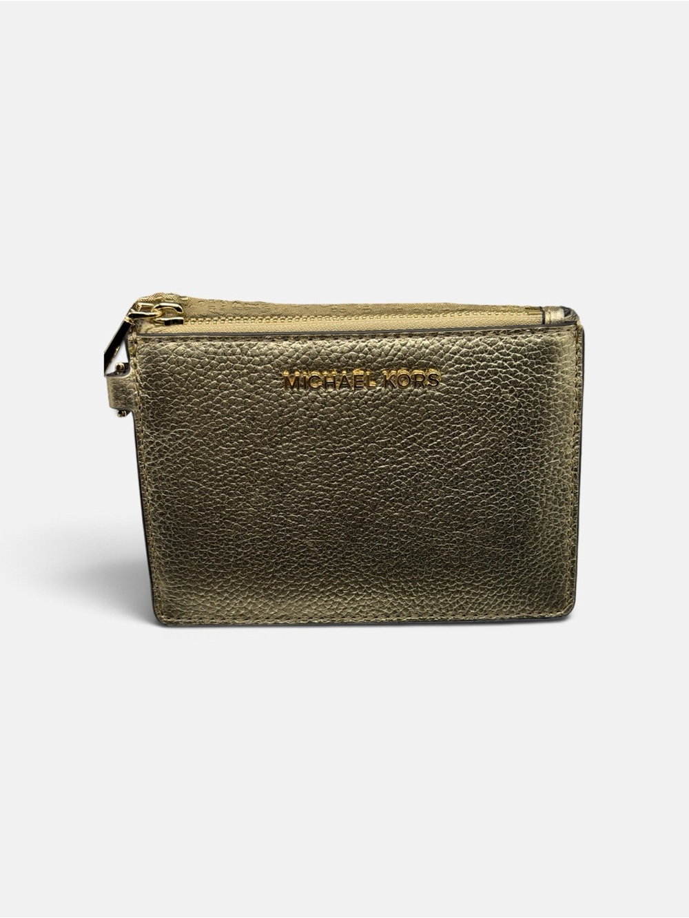 Michael Kors Metallic Gold Zip Card Pouch